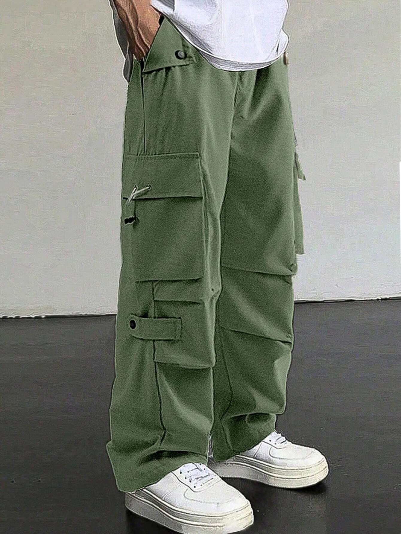 Men'S Camo Drawstring Pocket Casual Pants | Green, Beige, Khaki, Grey