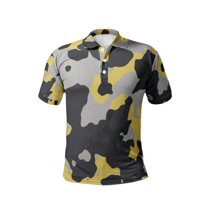 Camo Golf Shirt | Yellow, Black, and Silver Camouflage