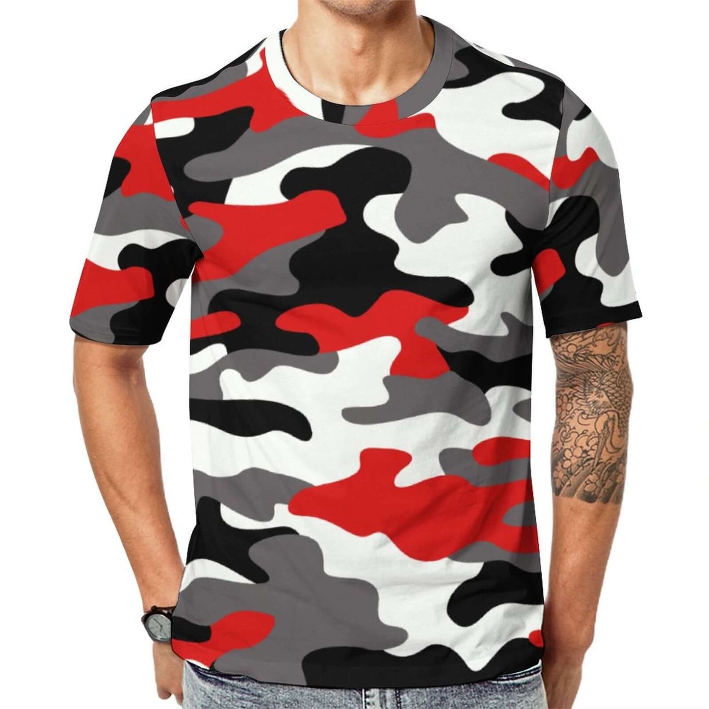 Camo Shirt | Red, Black & White Camouflage T