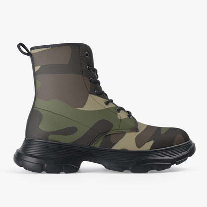 Chunky Boots | Leather in Classic Green Camouflage