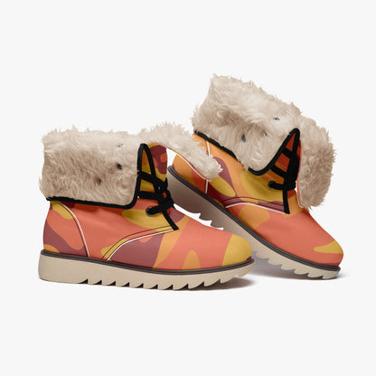 Camo Boots | Orange & Red Cotton-Pad Fur Lining