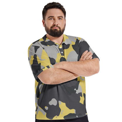 Camo Golf Shirt | Yellow, Black, and Silver Camouflage