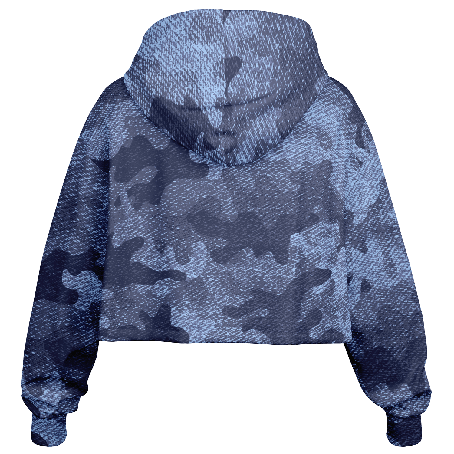 Cropped Hoodie For Women | Blue Denim Camouflage