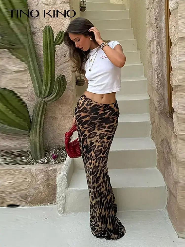 Fashion Leopard Print Skirts Women Slim