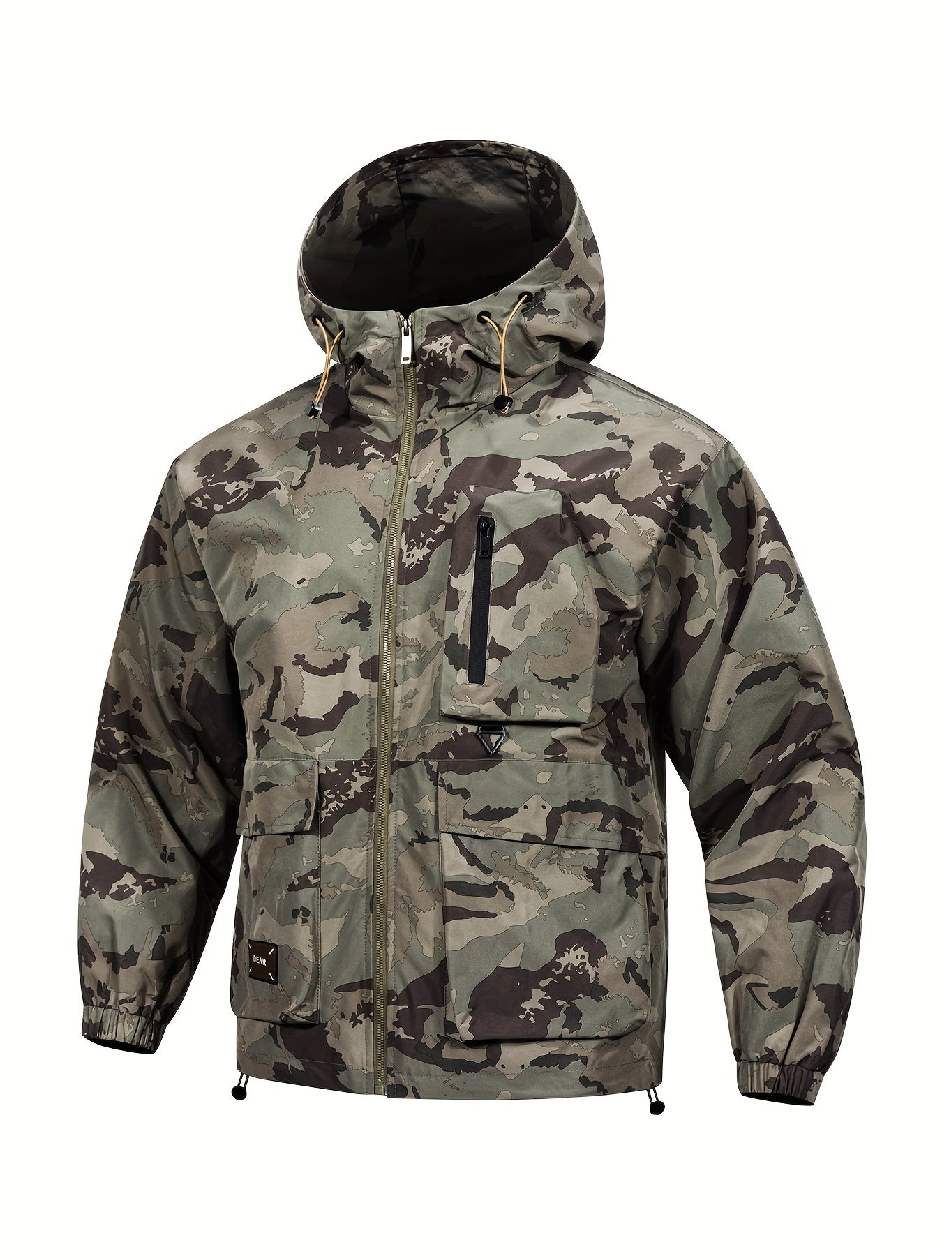 Men's Camouflage Hooded Zip Jacket: Multi-pocket, Loose Fit