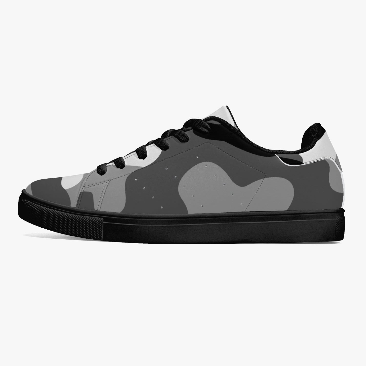 Camo Sneakers | Classic Low-Top Leather | Gray, Black and White