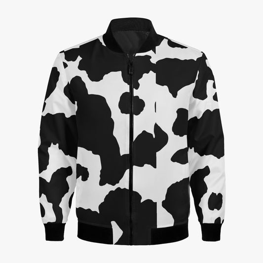 Women's Camo Bomber Jacket | Black and White Cow Print