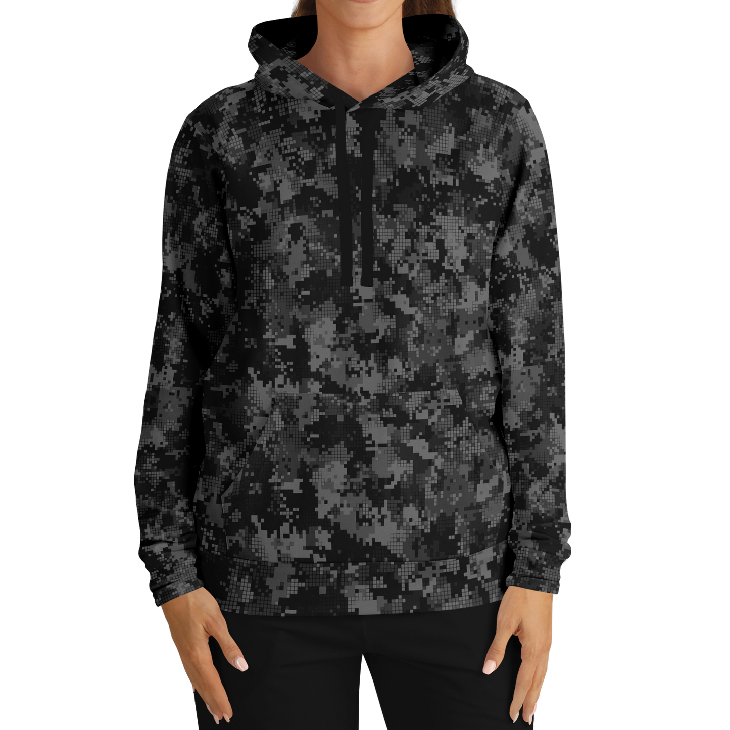 Black Camo Hoodie | Digital Monochrome Dark Gray Camouflage