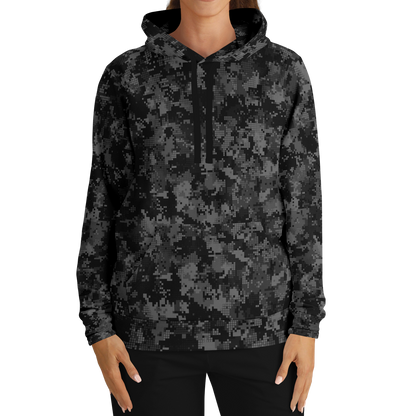 Black Camo Hoodie | Digital Monochrome Dark Gray Camouflage