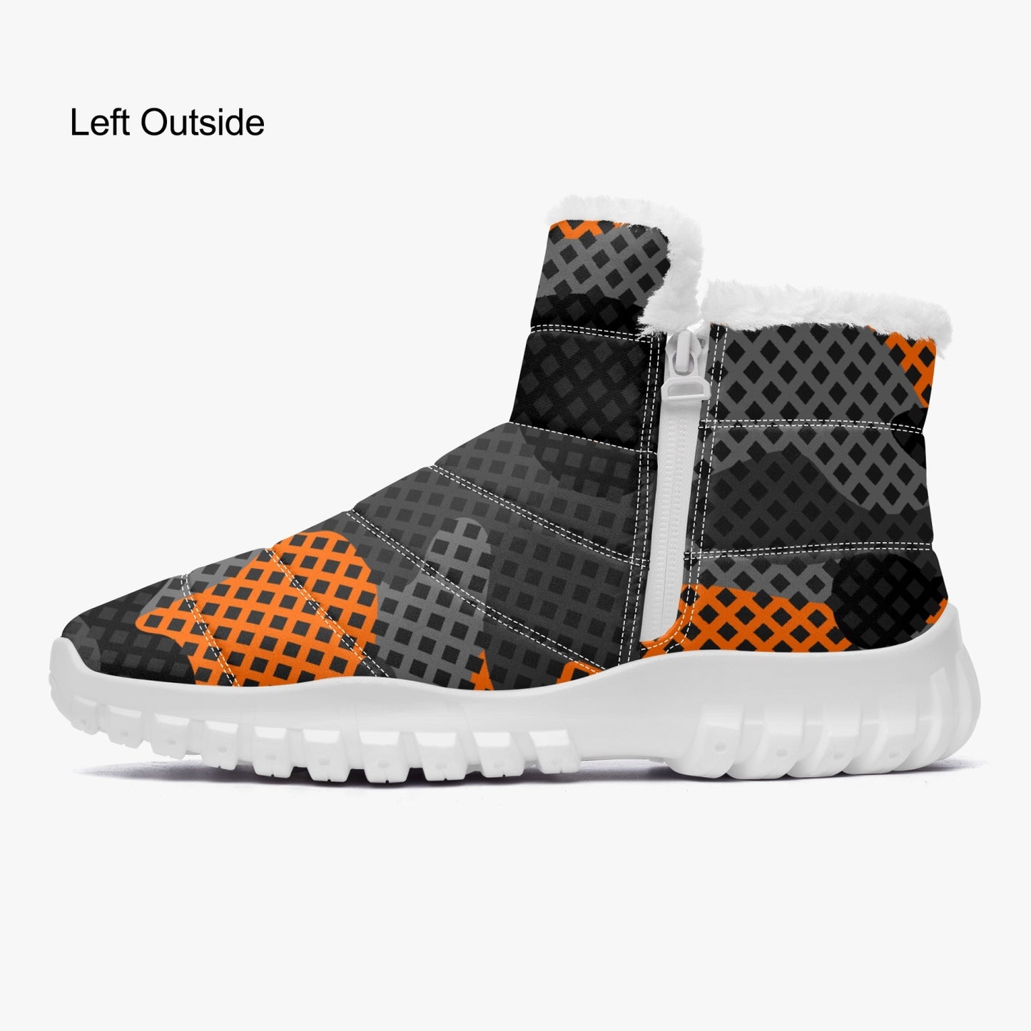 Camo Boots | Cotton-pad Fur Zipper Up | Orange and Black Pixel