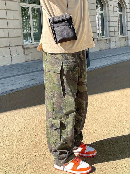 Men's Camo Cargo Pants | Cotton, Street Style, Regular Fit