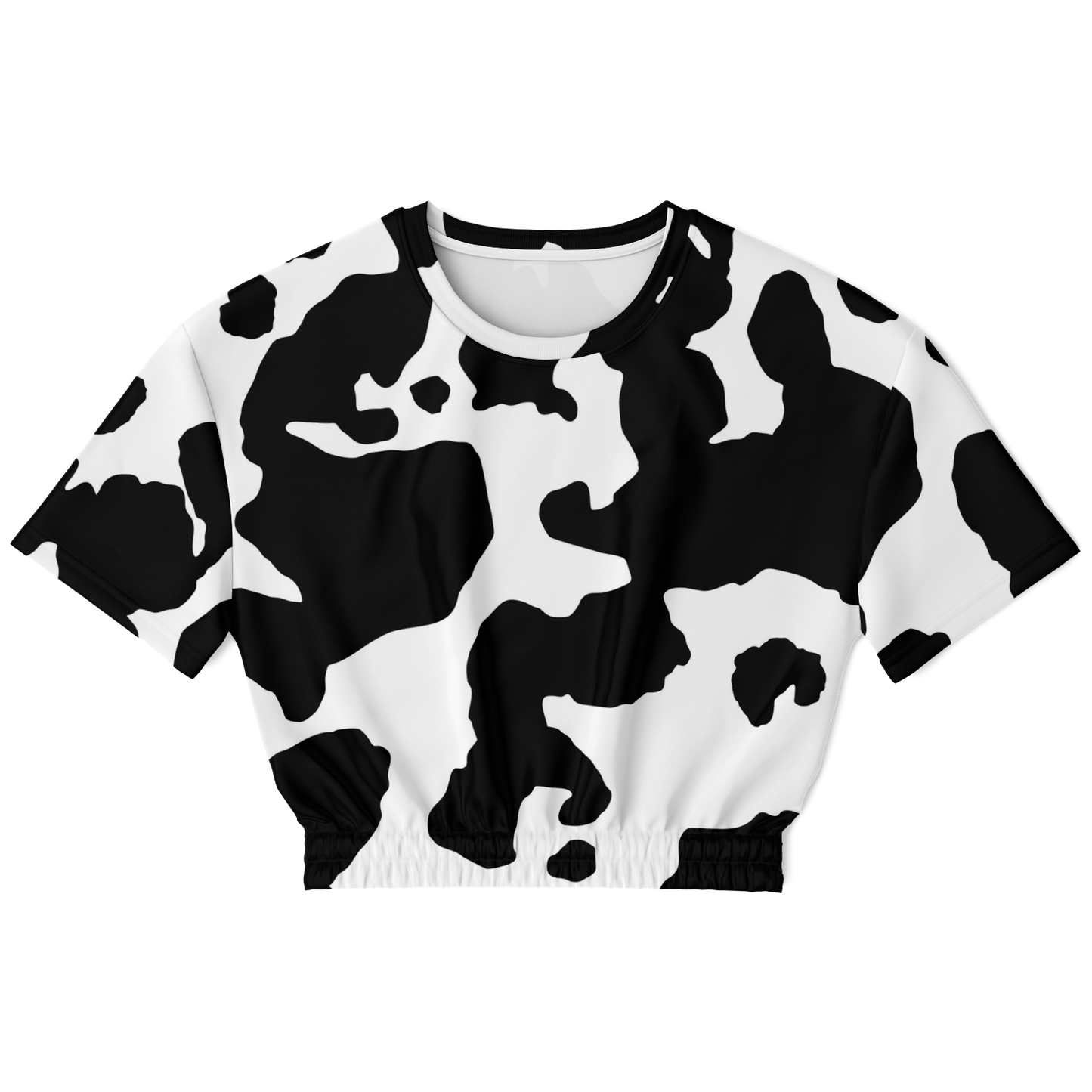 Camo Crop Top Sweatshirt | Black & White Cow Camouflage