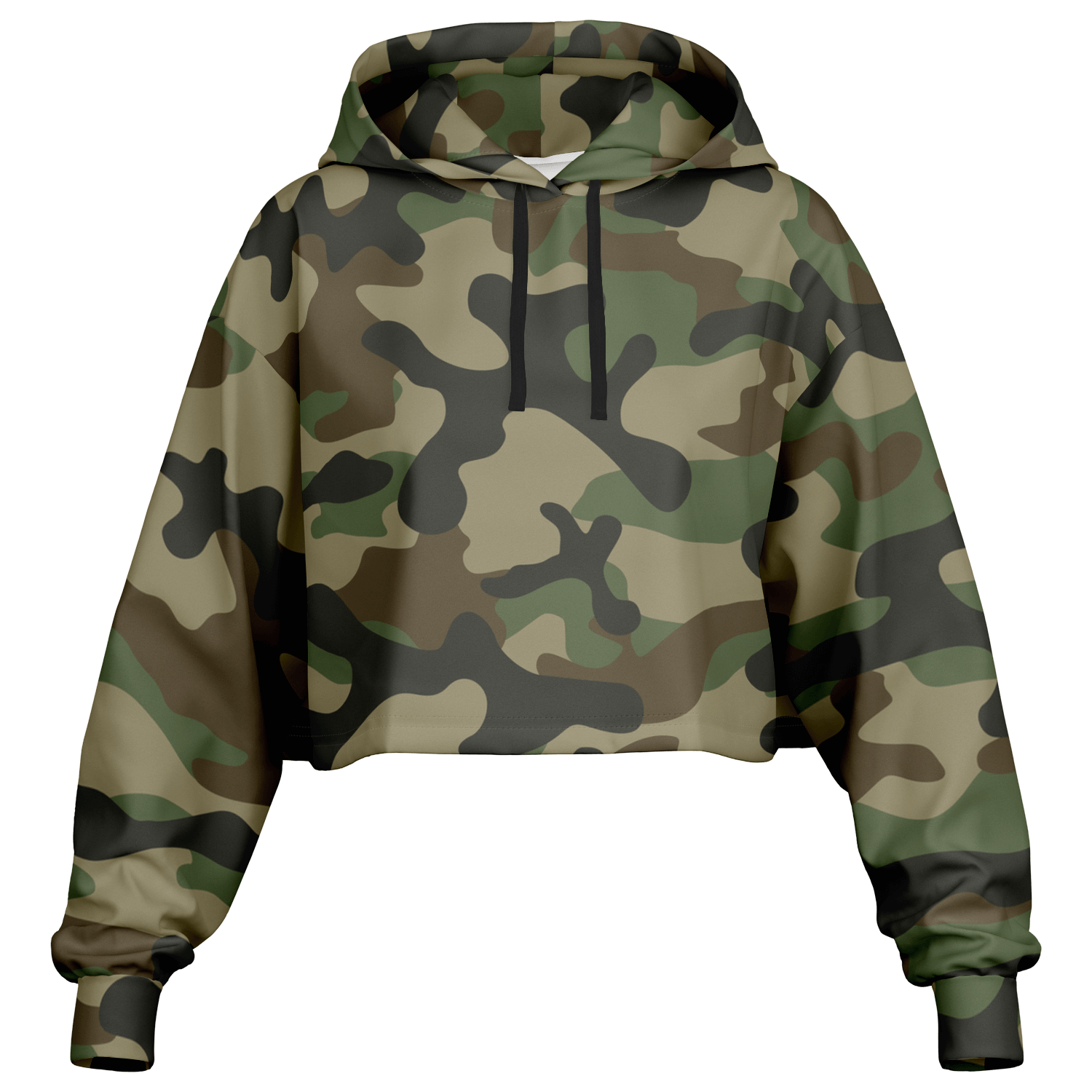 Cropped Hoodie For Women | Classic Green Camo