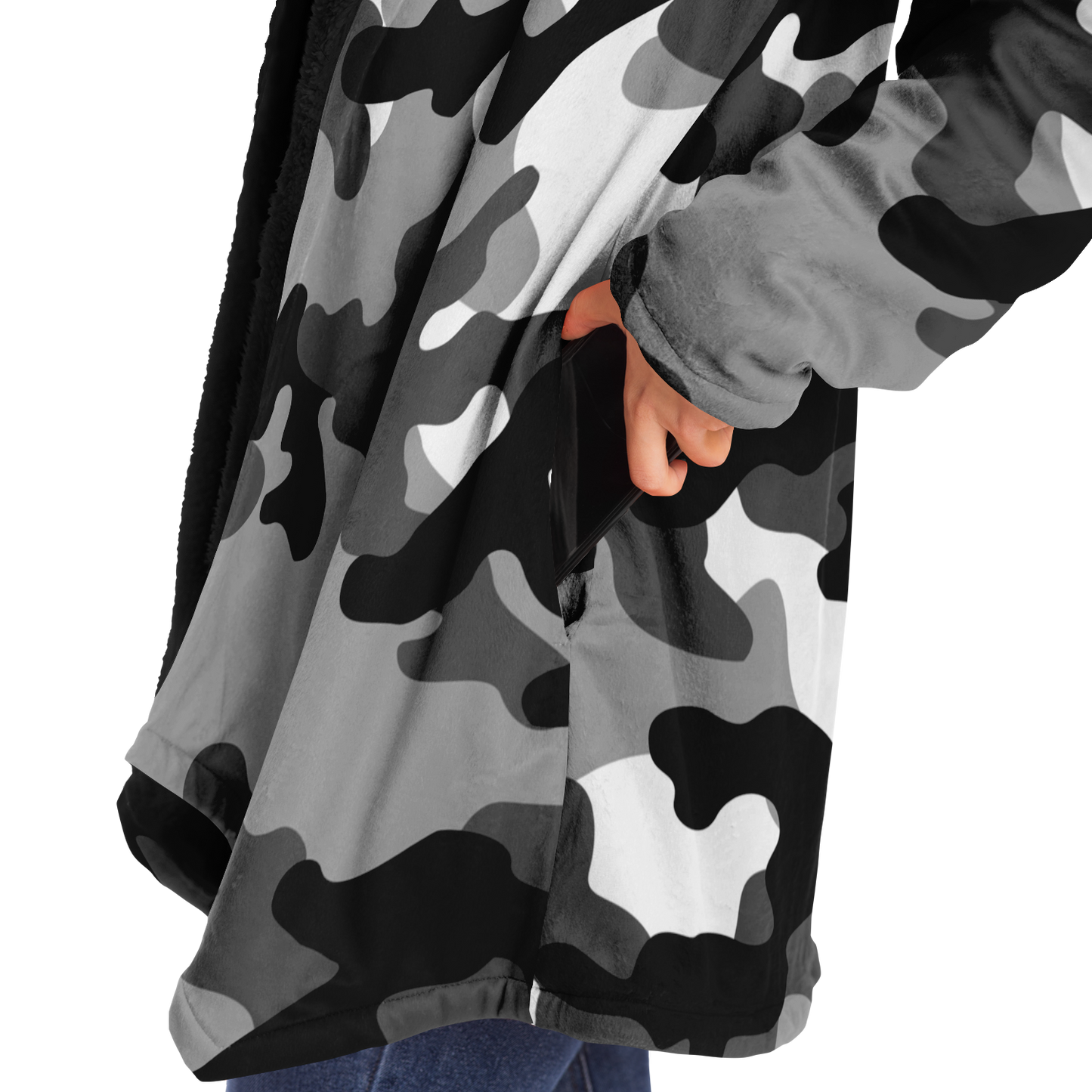 Camo Cloak | Black, White, & Gray Camouflage | Microfleece