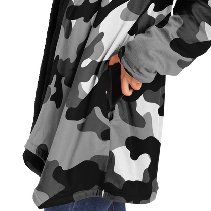 Camo Cloak | Black, White, & Gray Camouflage | Microfleece