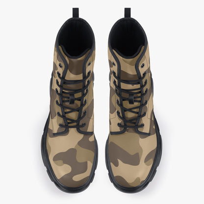 Chunky Boots | Leather in Khaki Camouflage