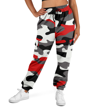 Camo Cargo Pants | Unisex | Red, Black & White Camouflage