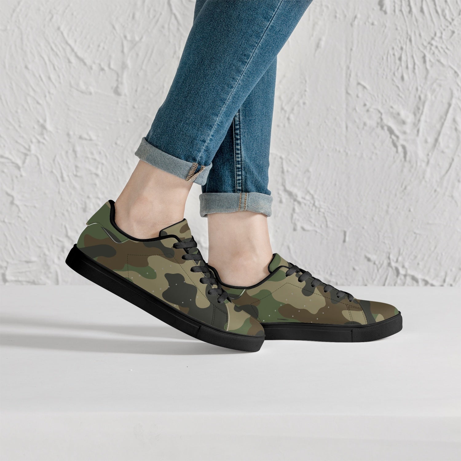 Camo Sneakers | Classic Low-Top Leather | Military Brown