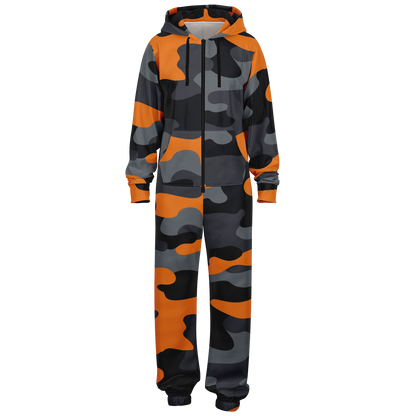 Camo Onesie | Orange, Black and Gray Camouflage