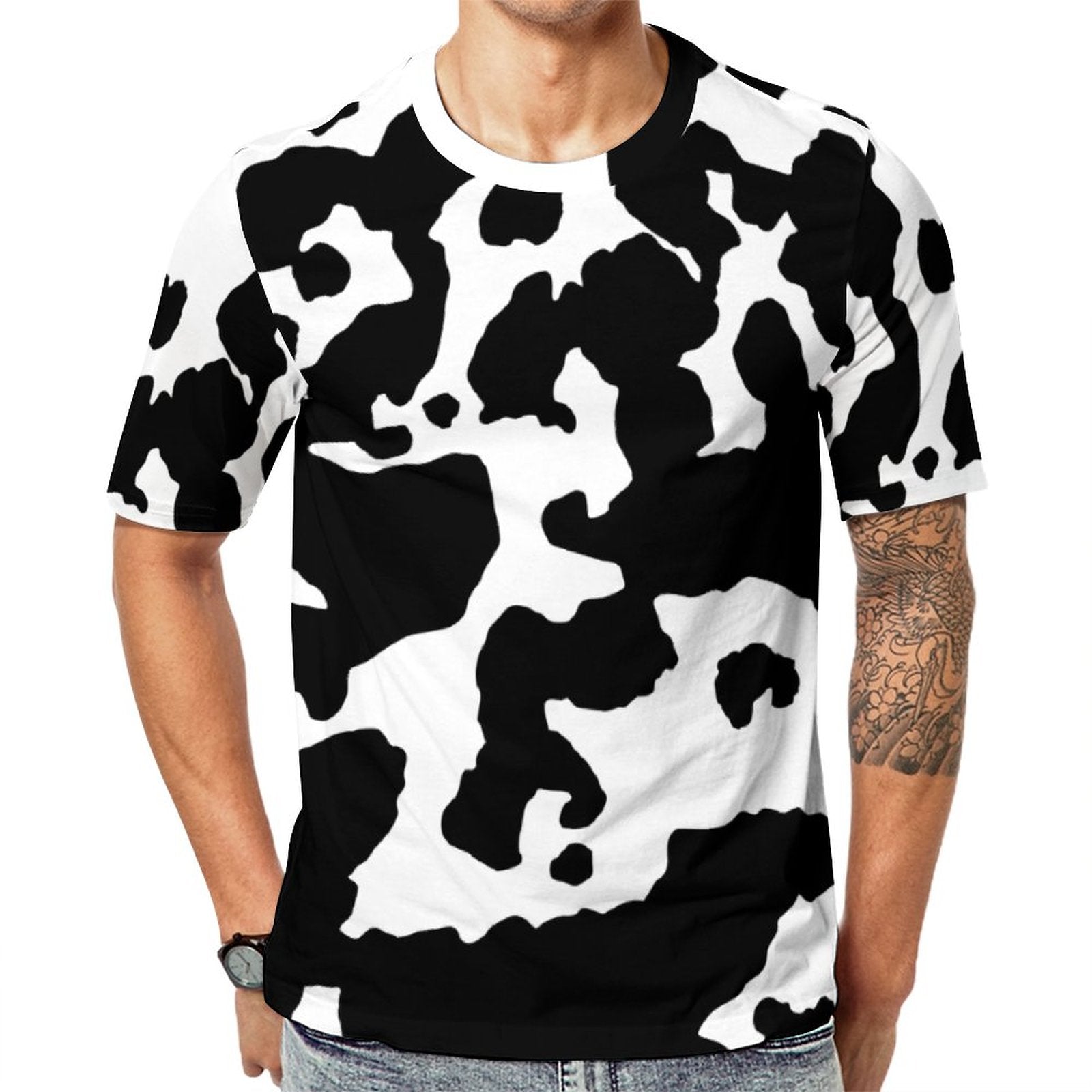 Camo Shirt | Black & White Cow Camouflage T