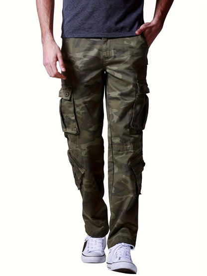 Camo Cargo Pants for Men: Cotton, Casual Fit, Zip & Drawstring Closure