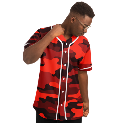 Camo Baseball Jersey | Scarlet Red & Black Camouflage