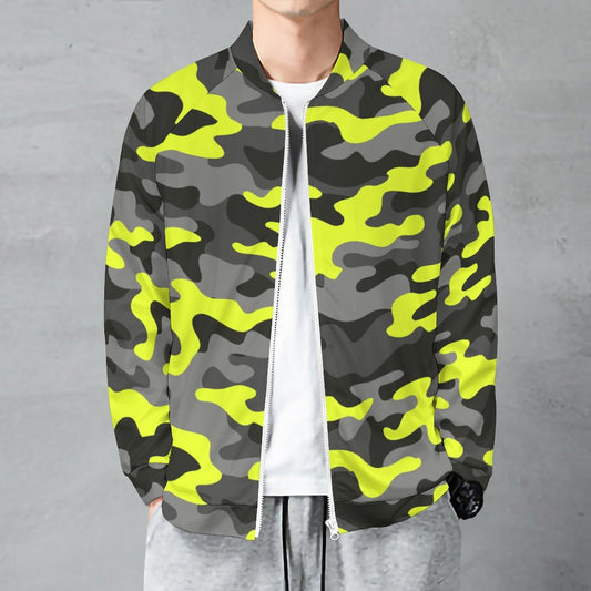 Camo Shirt | Raglan Zip-up | Yellow, Black, and Gray