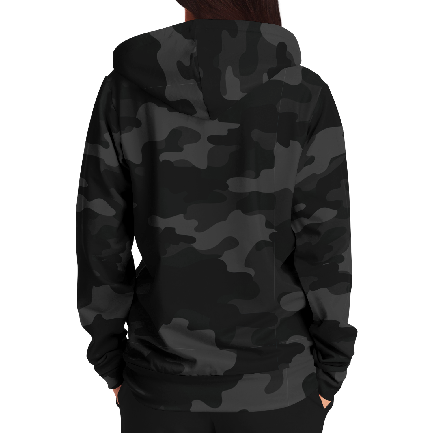 Zip-Up Hoodie | Black Camouflage