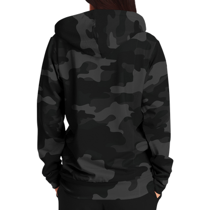 Zip-Up Hoodie | Black Camouflage