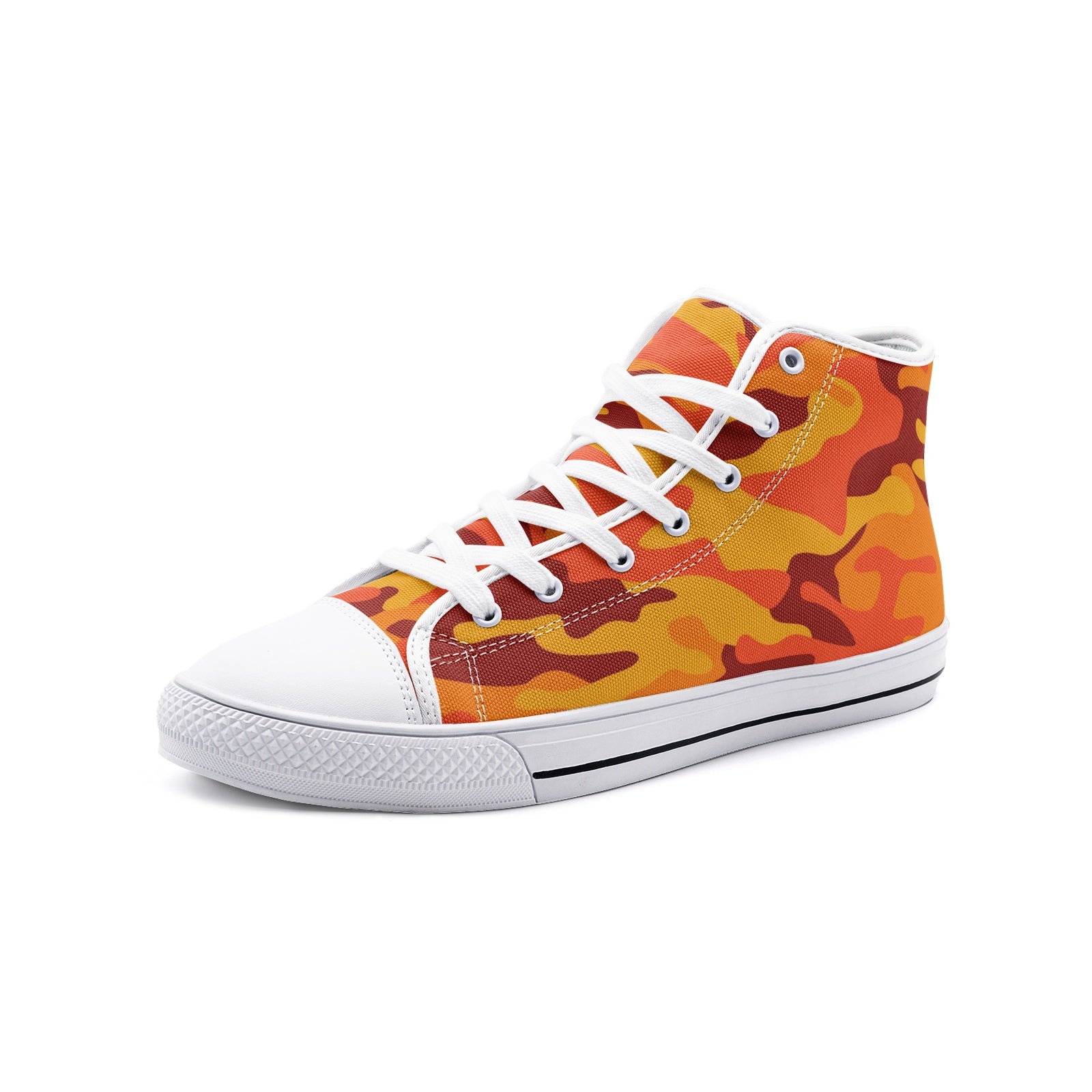 Camo Shoes | HIgh Top Canvas | Orange & Red Camouflage