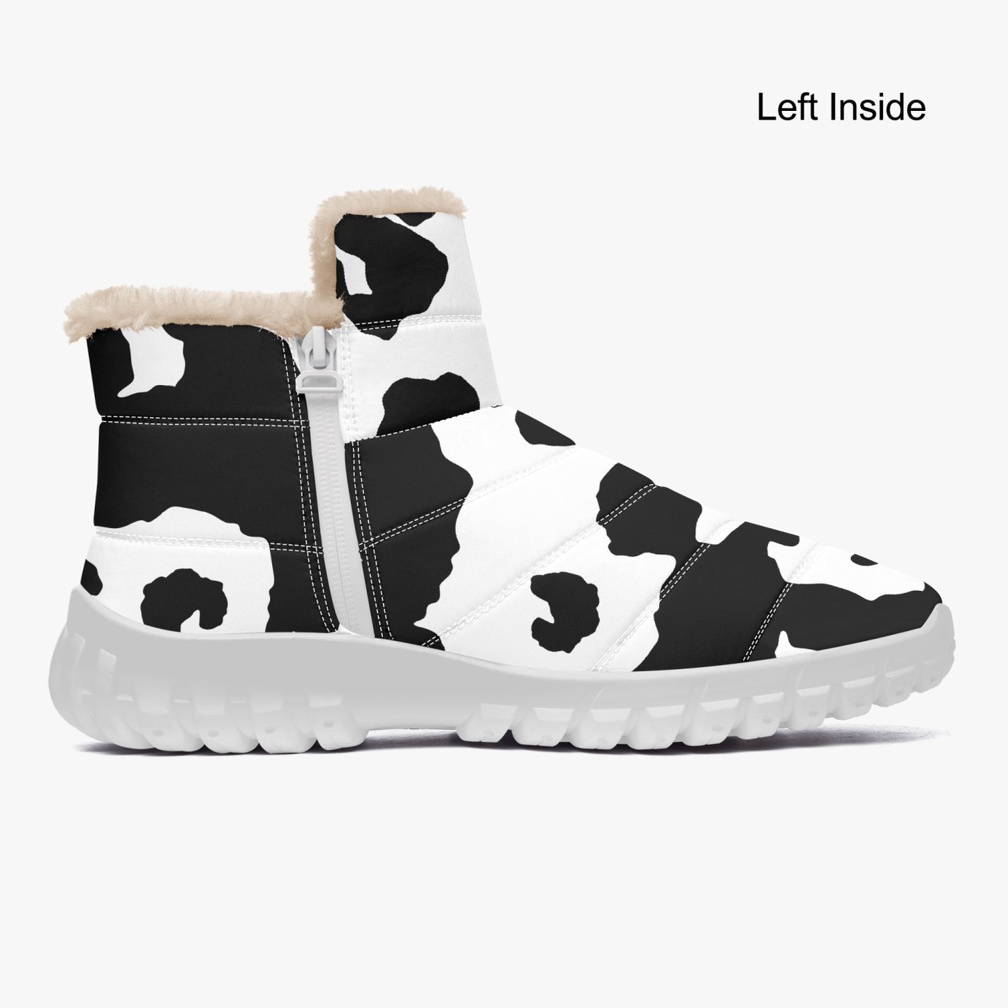 Camo Boots | Cotton-pad Fur Zipper Up | Black and White