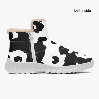 Camo Boots | Cotton-pad Fur Zipper Up | Black and White