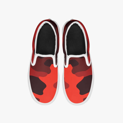 Camo Slip-On Shoes | Scarlet Red and Black Camouflage