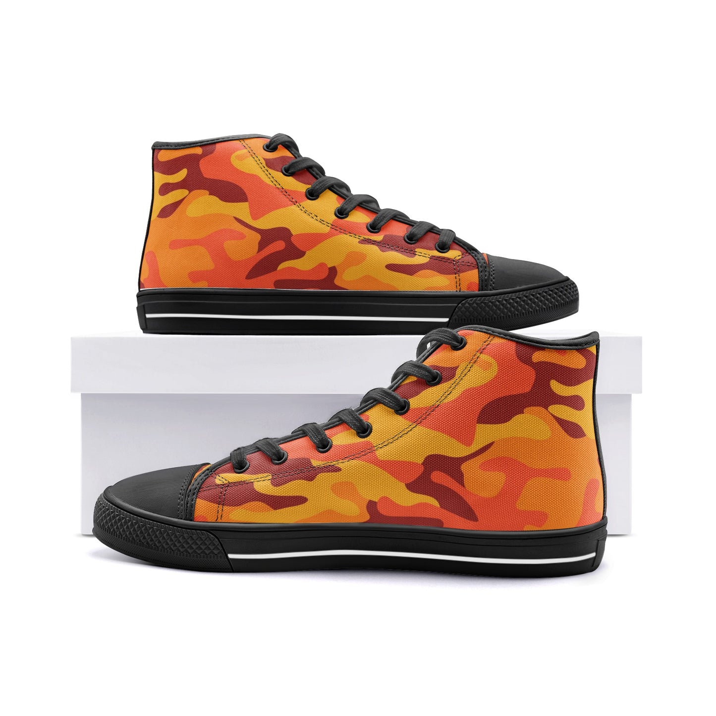 Camo Shoes | HIgh Top Canvas | Orange & Red Camouflage