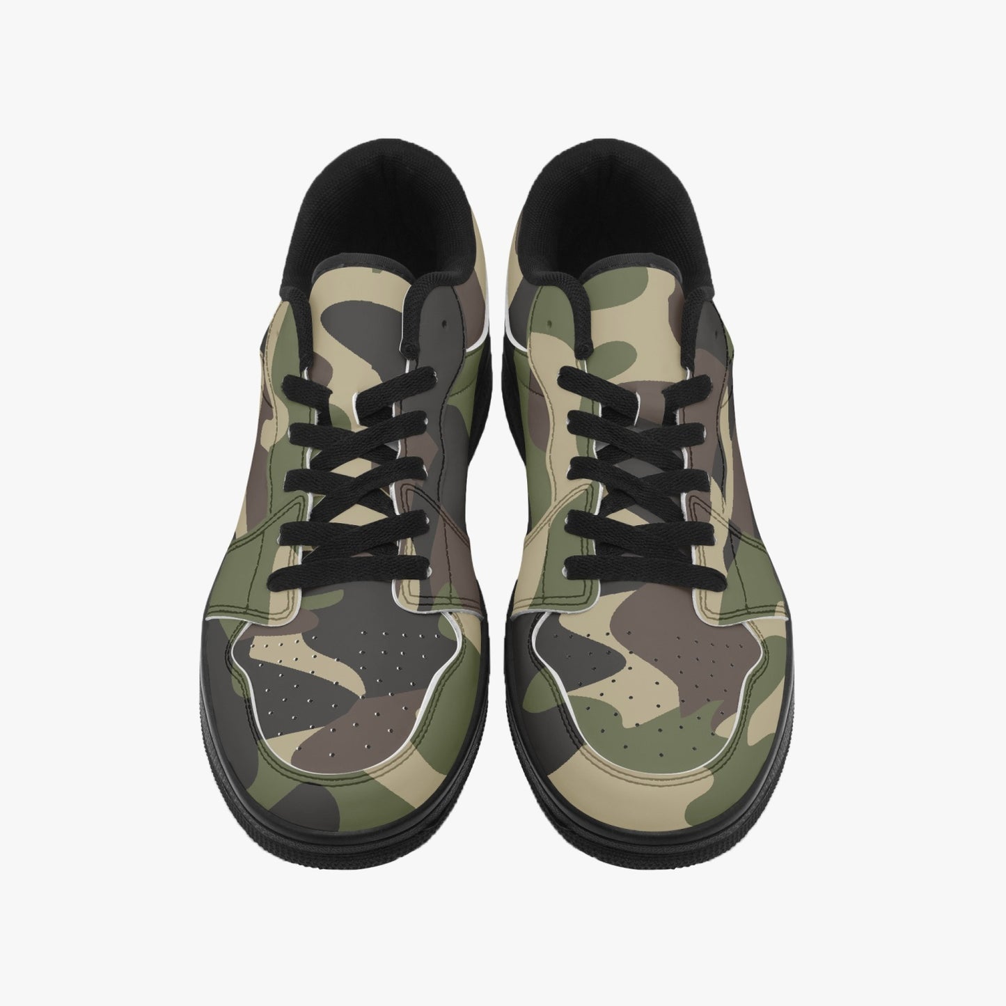 Camo Sneakers | Green Low-Top Leather Camouflage Shoes