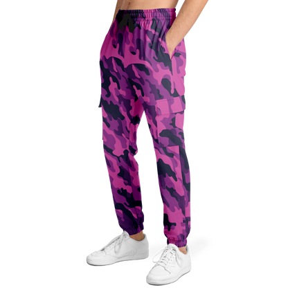 Pink Camo Cargo Pants | Blue & Magenta Mixed Camouflage