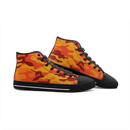 Camo Shoes | HIgh Top Canvas | Orange & Red Camouflage