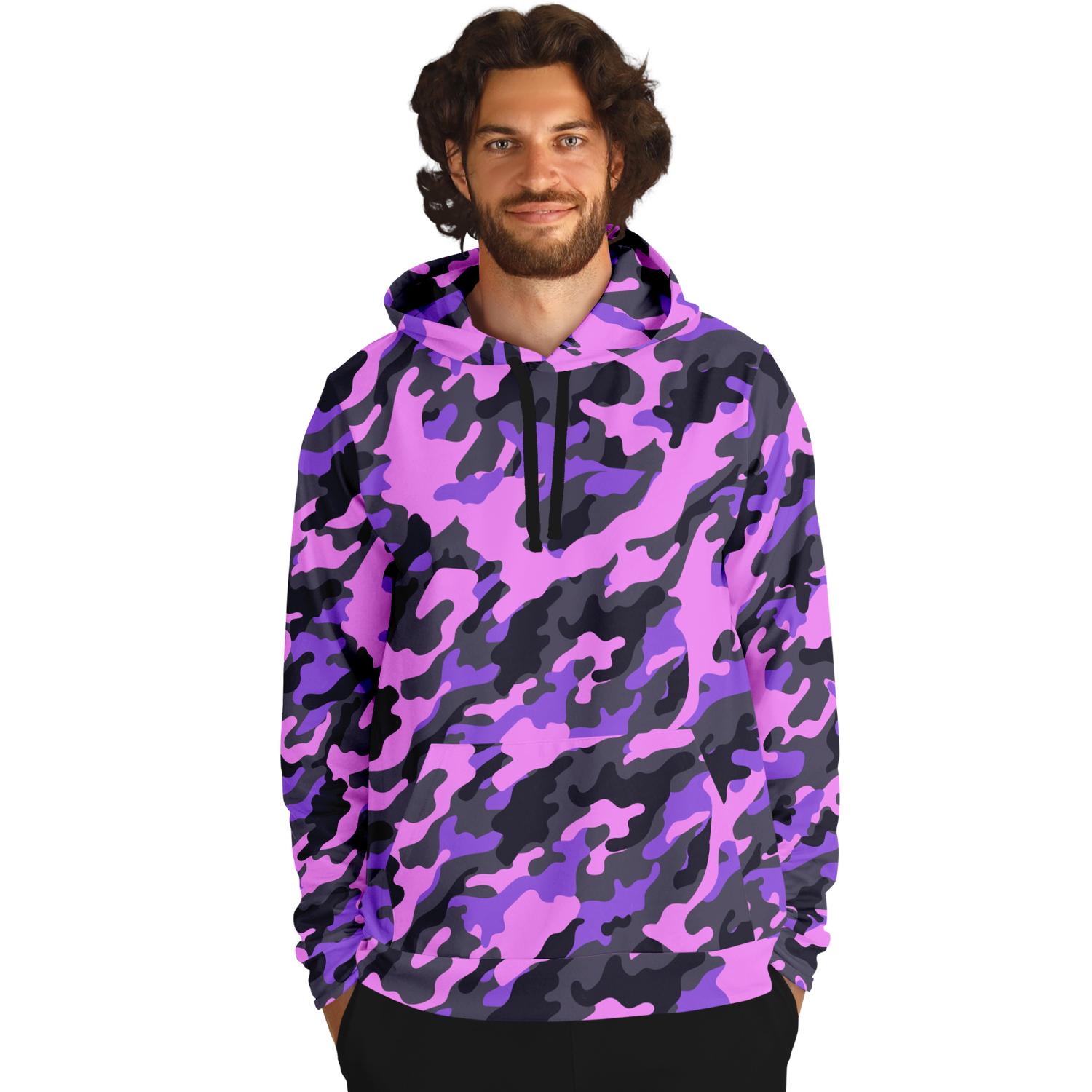 Pink Camo Hoodie | Black & Indigo Mixed Camouflage