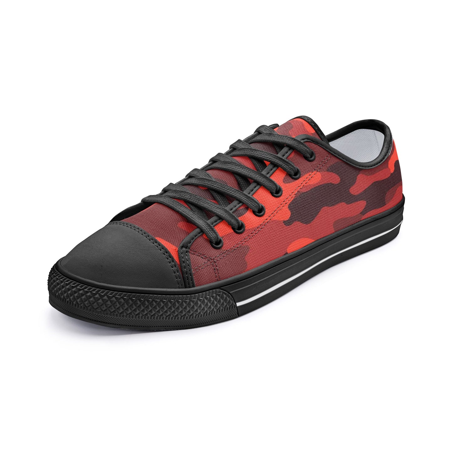 Camo Shoes | Low Top Canvas | Scarlet Red & Black