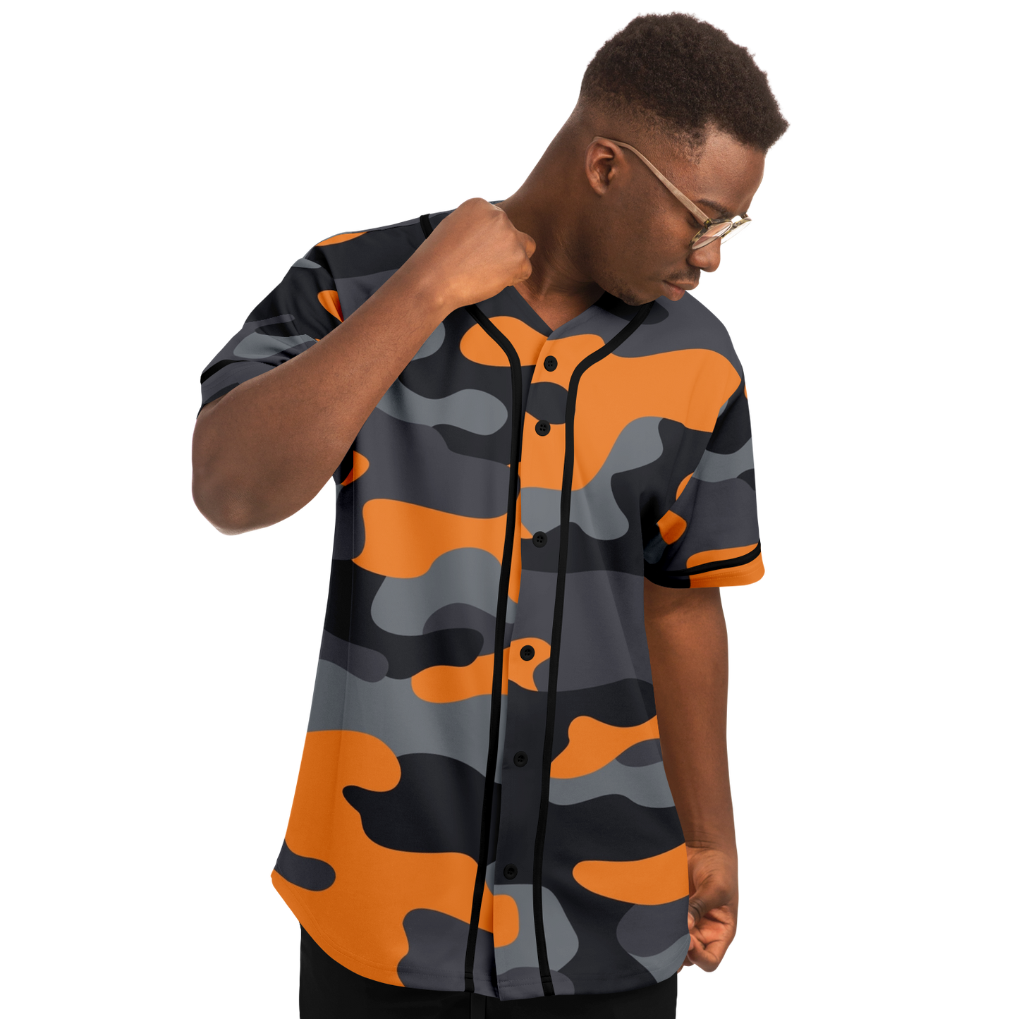 Camo Baseball Jersey | Orange, Gray & Black Camouflage