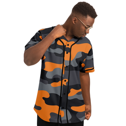 Camo Baseball Jersey | Orange, Gray & Black Camouflage