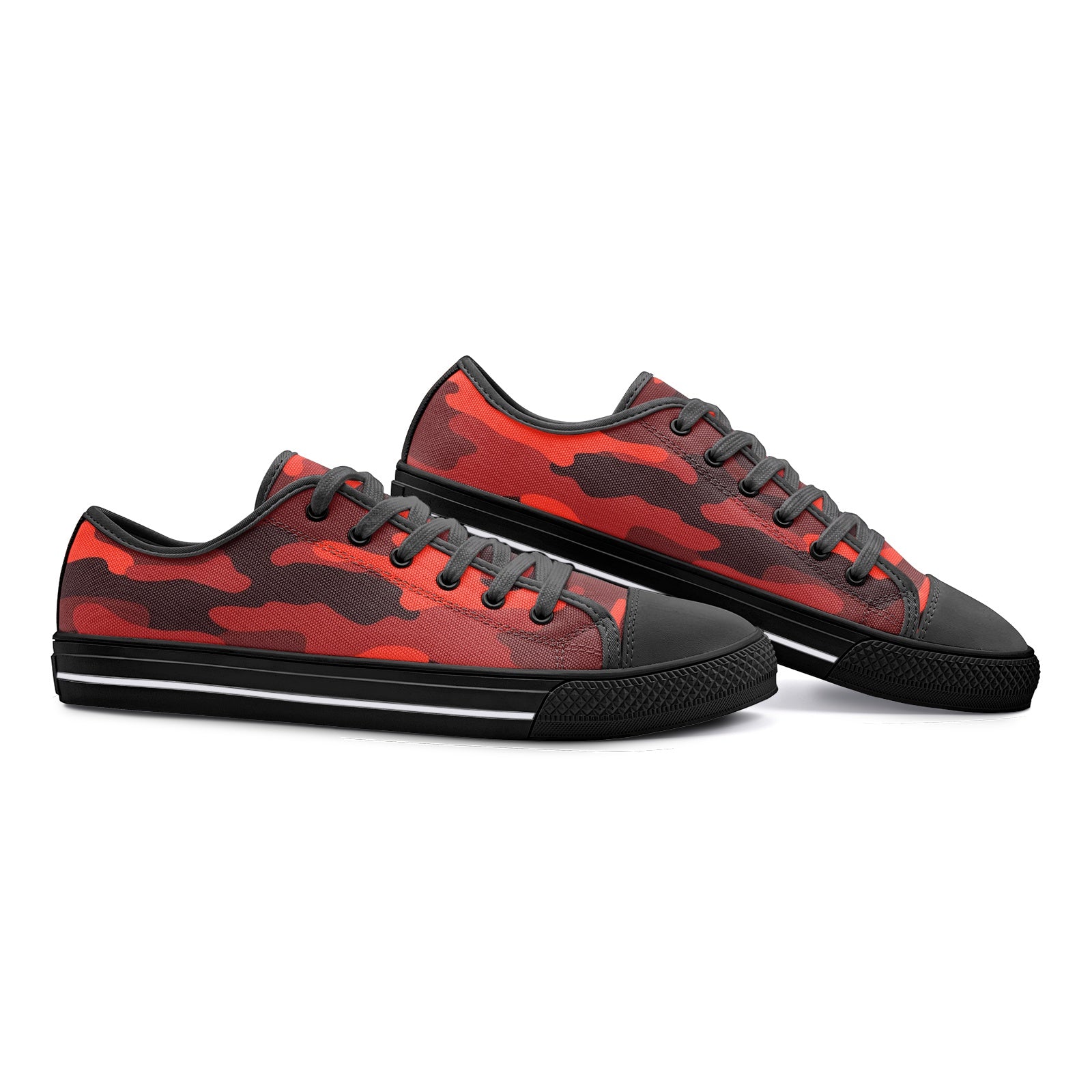 Camo Shoes | Low Top Canvas | Scarlet Red & Black