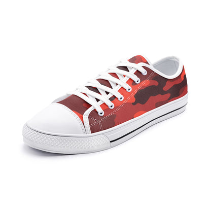 Camo Shoes | Low Top Canvas | Scarlet Red & Black