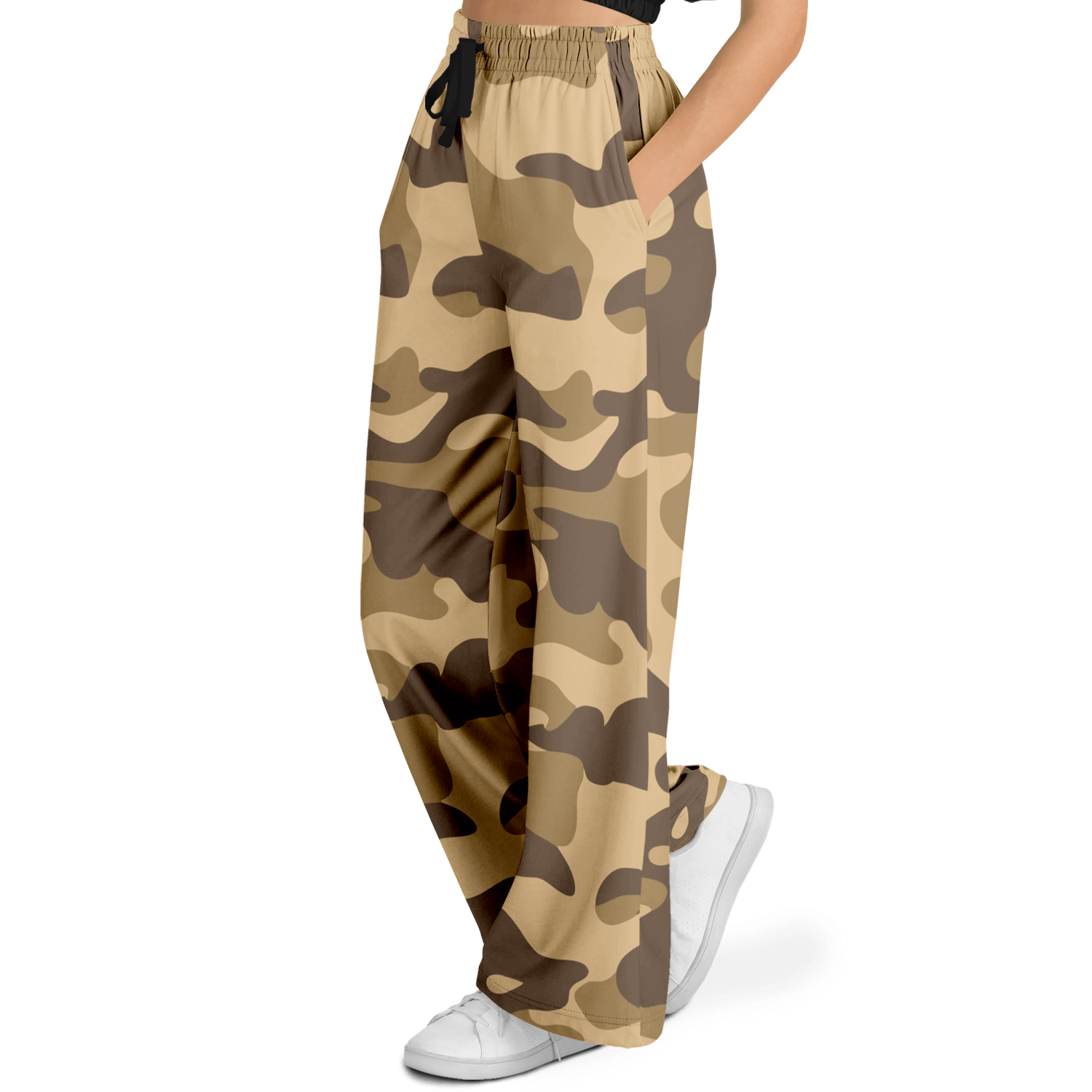 Camo Wide Leg Pants | Khaki Camouflage