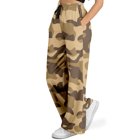 Camo Wide Leg Pants | Khaki Camouflage