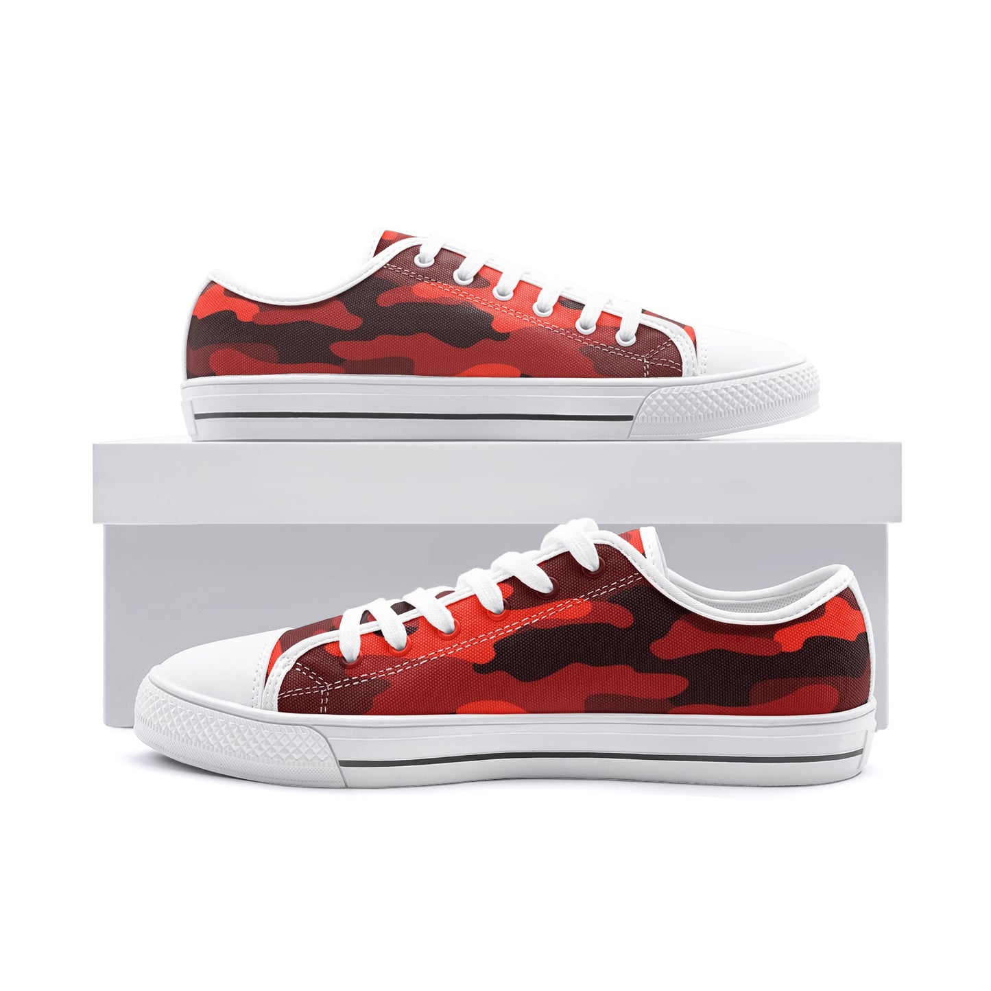 Camo Shoes | Low Top Canvas | Scarlet Red & Black