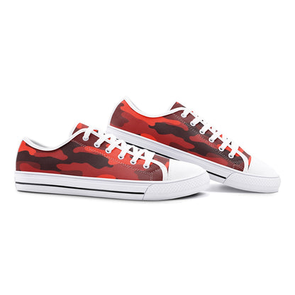 Camo Shoes | Low Top Canvas | Scarlet Red & Black