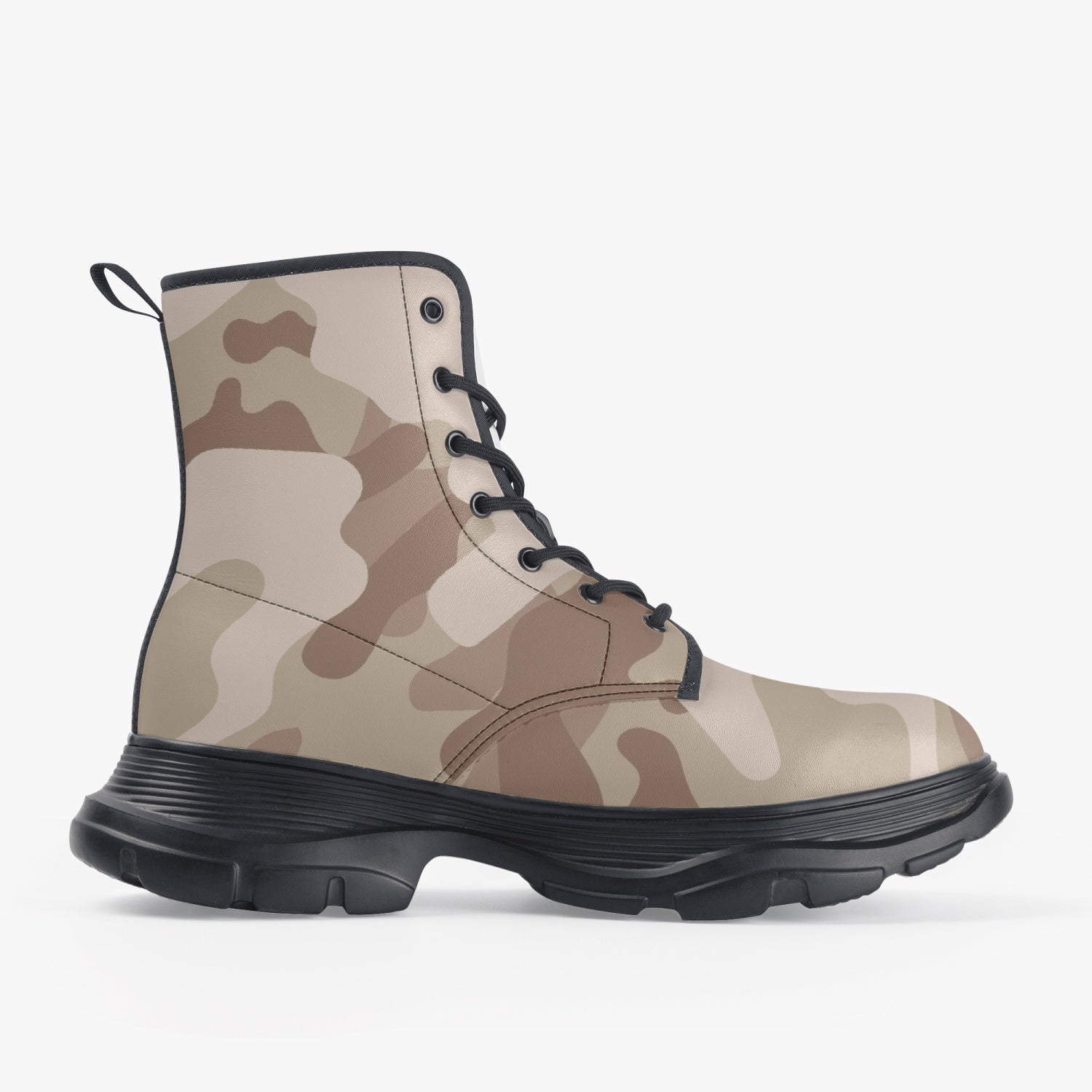 Chunky Boots | Leather in Desert Brown Camouflage