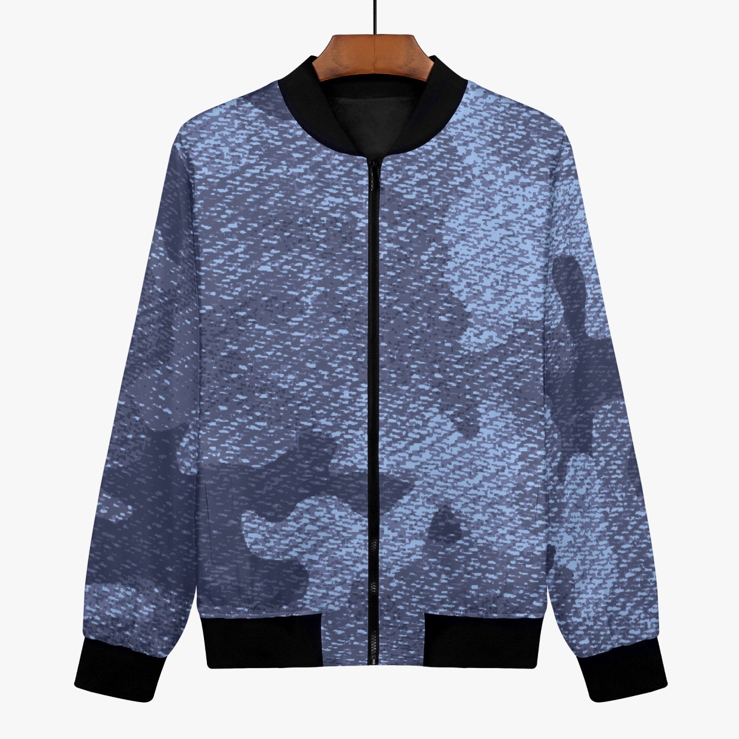 Women's Camo Bomber Jacket | Denim Blue Camouflage