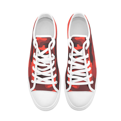 Camo Shoes | Low Top Canvas | Scarlet Red & Black